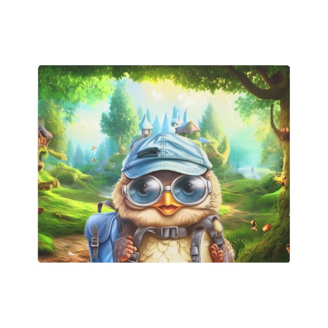 旅行フクロウ メタルプリント (正面)