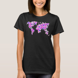 旅行フローラ世界地図かわいい旅行アドベンチャー Tシャツ