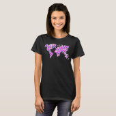 旅行フローラ世界地図かわいい旅行アドベンチャー Tシャツ (正面フル)