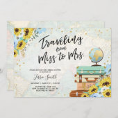旅行フ恋しく思ロムトゥミセスヒマワリブライダルシャワー 招待状 (正面/裏面)