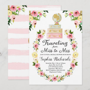 旅行フ恋しく思ロームトゥミセスブライダルシャワー招待状 招待状