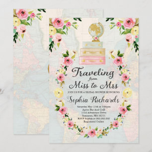 旅行フ恋しく思ロームトゥミセスブライダルシャワー招待状 招待状