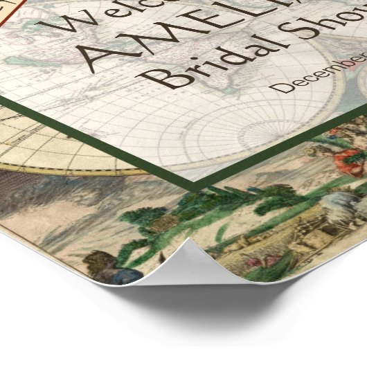 旅行ブライダルシャワーウェルカムマップ愛は旅 ポスター (角)