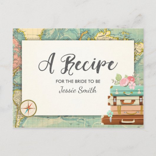 旅行ブライダルシャワーレシピ恋しく思カードへミセス ポストカード (正面)