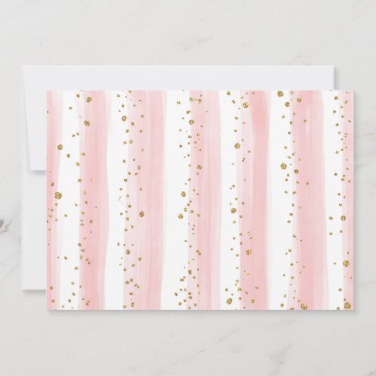 旅行ブライダルシャワーヴィンテージスーツケースピンクフローラ 招待状 (裏面)