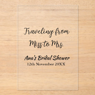 旅行ブライダルシャワー名恋しく思の追加日付Mrs. sim アクリル招待状