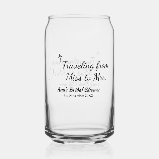 旅行ブライダルシャワー名恋しく思の追加日付Mrs. sim ガラス缶 (正面)