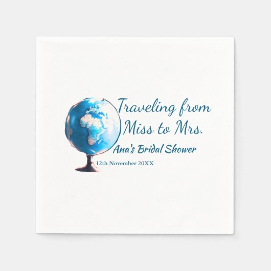 旅行ブライダルシャワー名恋しく思の追加日付Mrs. sim スタンダードカクテルナプキン (正面)