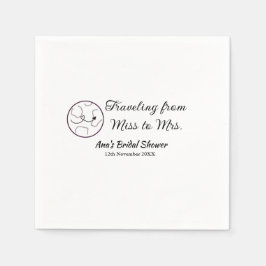 旅行ブライダルシャワー名恋しく思の追加日付Mrs. sim スタンダードカクテルナプキン