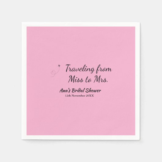 旅行ブライダルシャワー名恋しく思の追加日付Mrs. sim スタンダードカクテルナプキン (正面)