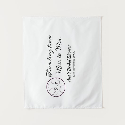 旅行ブライダルシャワー名恋しく思の追加日付Mrs. sim タペストリー (正面)