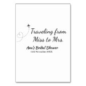 旅行ブライダルシャワー名恋しく思の追加日付Mrs. sim テーブルナンバー (裏面)