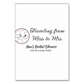 旅行ブライダルシャワー名恋しく思の追加日付Mrs. sim テーブルナンバー (裏面)