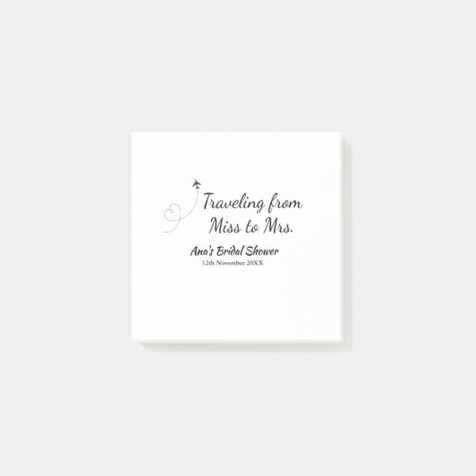 旅行ブライダルシャワー名恋しく思の追加日付Mrs. sim ポストイット (正面)