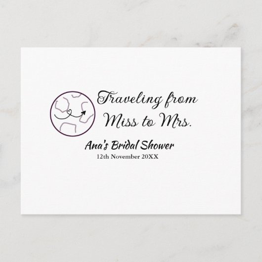 旅行ブライダルシャワー名恋しく思の追加日付Mrs. sim ポストカード (正面)
