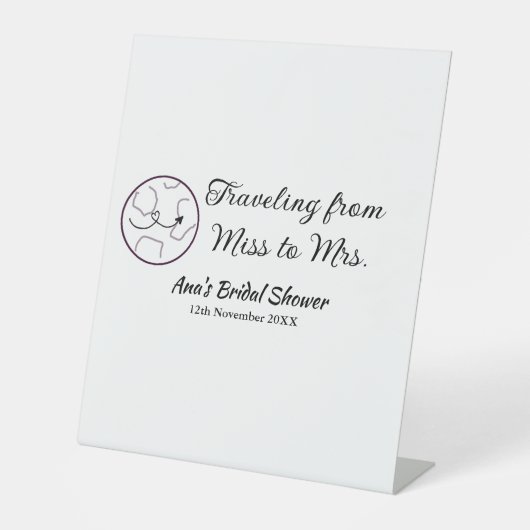 旅行ブライダルシャワー名恋しく思の追加日付Mrs. sim 台座サイン (正面)