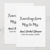 旅行ブライダルシャワー名恋しく思の追加日付Mrs. sim 招待状 (正面/裏面)