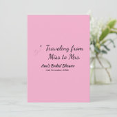 旅行ブライダルシャワー名恋しく思の追加日付Mrs. sim 招待状 (スタンド正面)