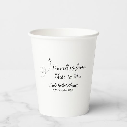 旅行ブライダルシャワー名恋しく思の追加日付Mrs. sim 紙コップ (裏面)