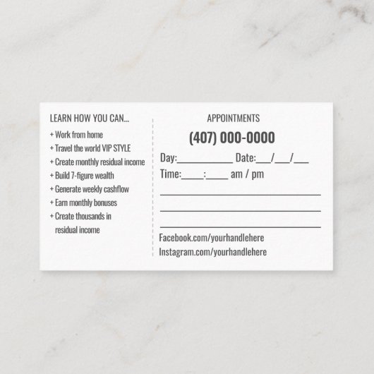 旅行プランナーエージェントテンプレート 名刺 (裏面)