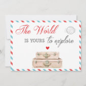 旅行ベビーシャワー招待状のための女の子、航空会社 招待状 (裏面)