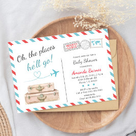 旅行ベビーシャワー招待状、飛行機招待状 招待状