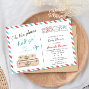 旅行ベビーシャワー招待状、飛行機招待状 招待状