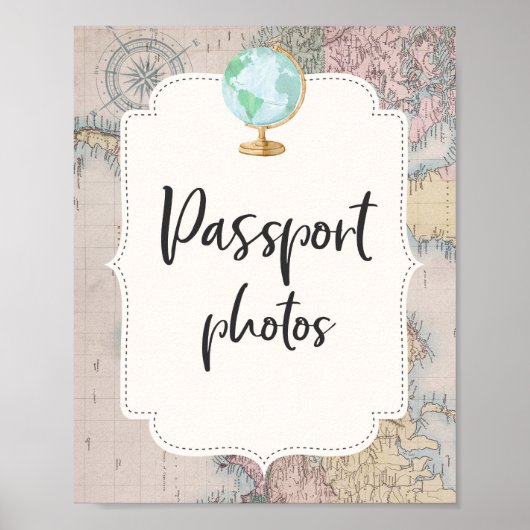 旅行ベビーシャワーPassport写真サインアドベンチャー ポスター (正面)