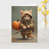 旅行ホボ子猫とカボチャ カード (黄色い花)