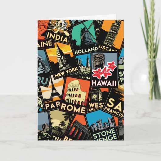 旅行ポスターレトロのヴィンテージヨーロッパアジア米国 カード (正面)