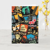 旅行ポスターレトロのヴィンテージヨーロッパアジア米国 カード (黄色い花)