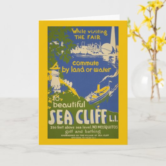旅行ポスター海の崖を促進するロングアイランド2 カード (黄色い花)