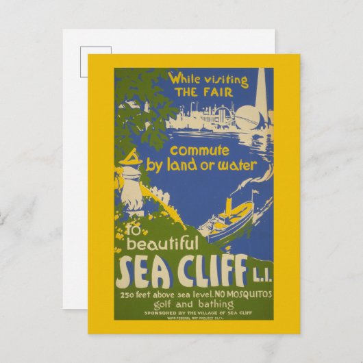 旅行ポスター海の崖を促進するロングアイランド2 ポストカード (正面/裏面)