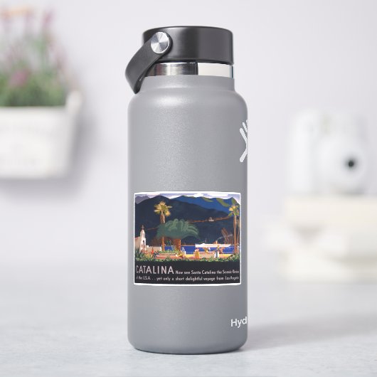 旅行ポスター – カリフォルニア州サンタカタリナ島 シール (HydroFlask)