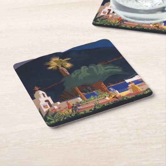 旅行ポスター – カリフォルニア州サンタカタリナ島 スクエアペーパーコースター (アングル)