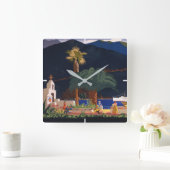 旅行ポスター – カリフォルニア州サンタカタリナ島 スクエア壁時計 (ホーム)