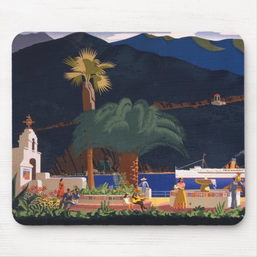 旅行ポスター – カリフォルニア州サンタカタリナ島 マウスパッド (正面)