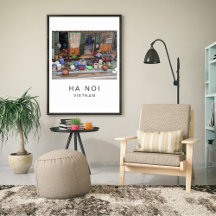 旅行ポスター、ハノイ・ベトナム、カスタマイズ可能