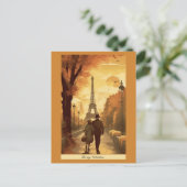 旅行ポスター、パリのロマンスカスタマイズ可能 ポストカード (スタンド正面)