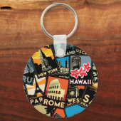 旅行ポスターretroヴィンテージeurope asia usa キーホルダー (正面)