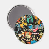 旅行ポスターretroヴィンテージeurope asia usa マグネット (正面/裏面)