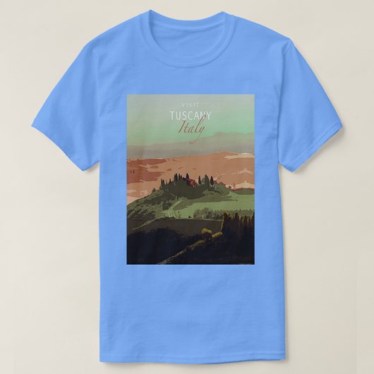 旅行ポスターVisit Tuscanyイタリア Tシャツ (デザイン正面)
