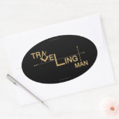 旅行マンオーバルオートステッカー 楕円形シール (封筒)
