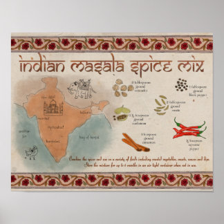 旅行レシピポスター：インディアンマサラスパイスミックス ポスター