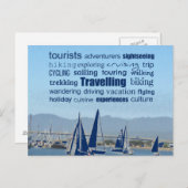 旅行ワードのコラージュ ポストカード (正面/裏面)