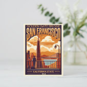 旅行ヴィンテージサンフランシスコ、CAカップルの贈り物 ポストカード (スタンド正面)