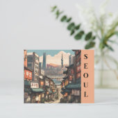 旅行ヴィンテージソウル韓国アジアの街並 ポストカード (スタンド正面)