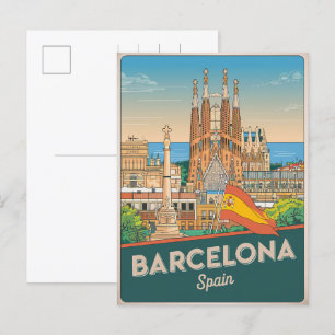 旅行ヴィンテージバルセロナsagrada familia gives ポストカード