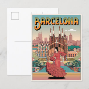 旅行ヴィンテージバルセロナsagrada familia gives ポストカード
