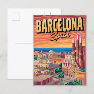 旅行ヴィンテージバルセロナsagrada familia gives ポストカード